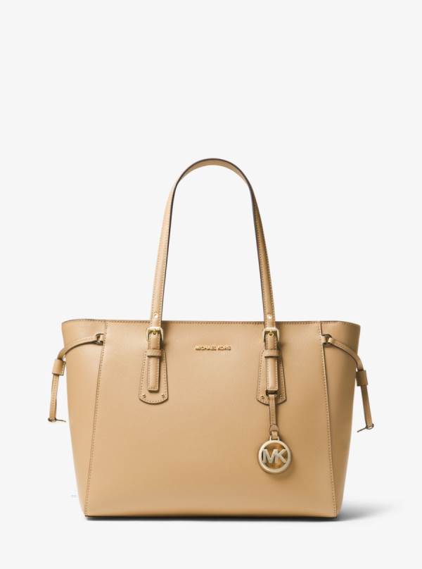 Damske Prenosná Taška Michael Kors Voyager Medium Crossgrain Leather Hnede - Kabelky Michael Kors Outlet | DYZRM-2863